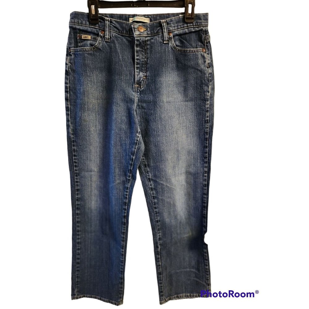 Lee Jeans Denim Size 10 Medium Women's Relaxed Straight Leg Logo Patch